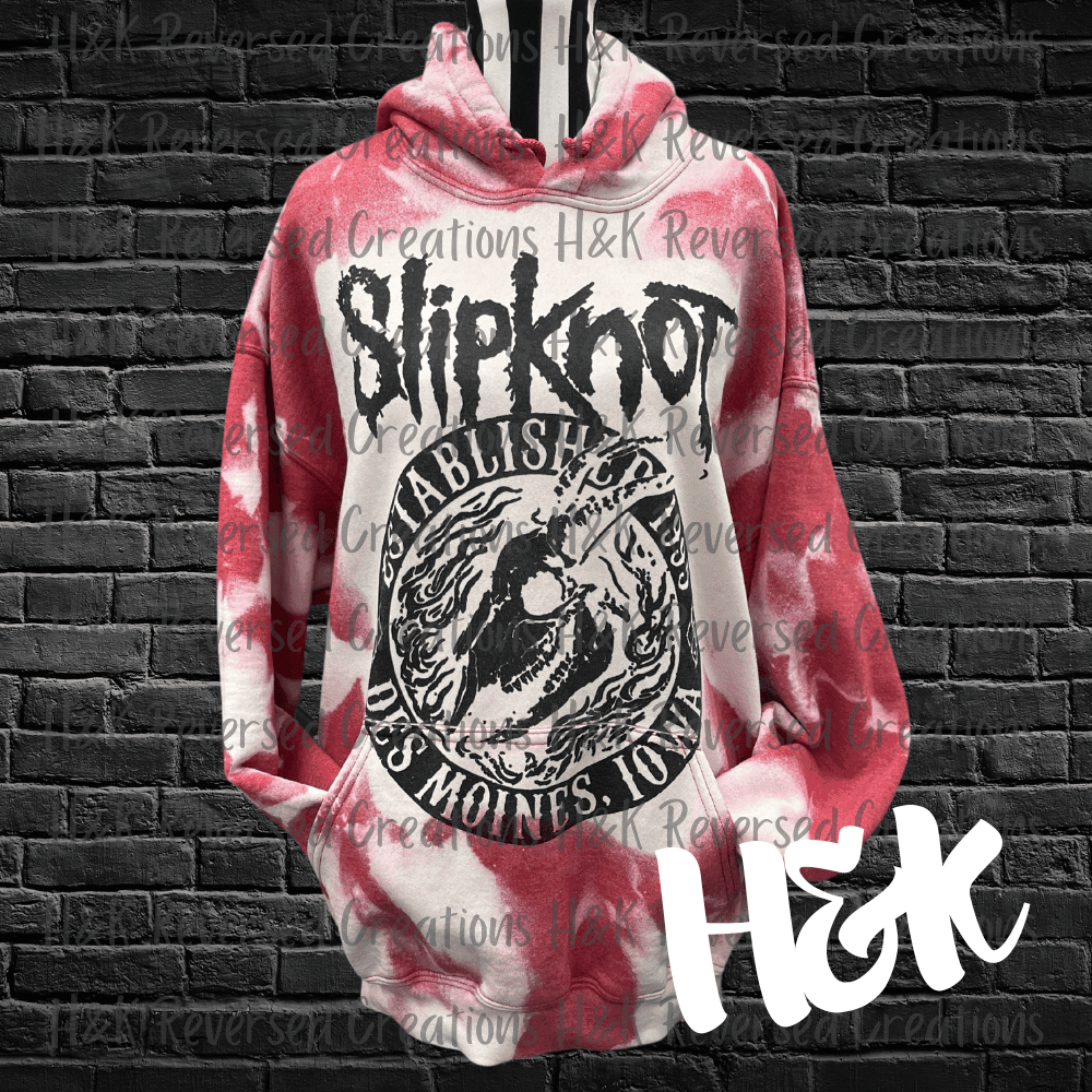 Red Bleached Slipknot Hoodie – Hu0026K Reversed Creations